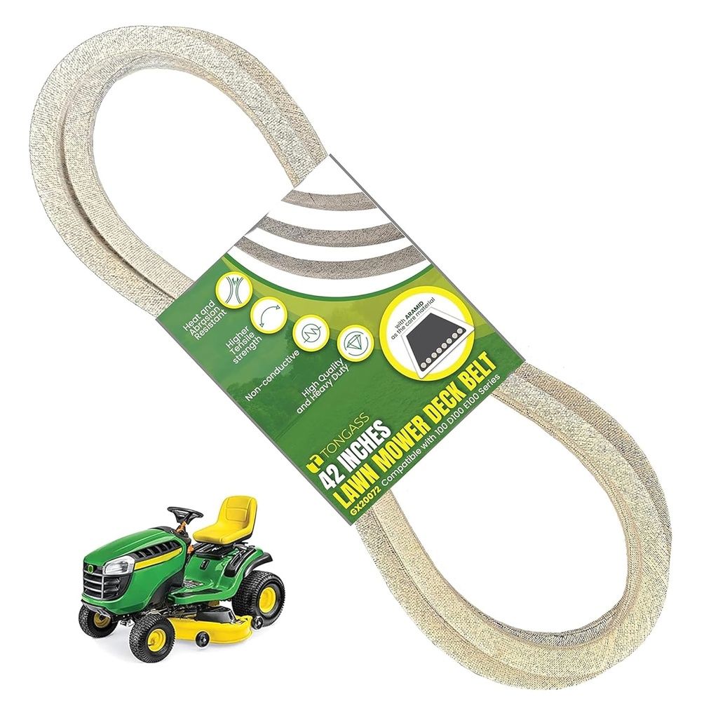 TonGass 42" Lawn Mower Deck Belt Compatible with John Deere Lawn Mower Replaces Part Number GX20072, Deck Drive Belt for Heavy-Duty Use Compatible with 100 D100 E100 Series
