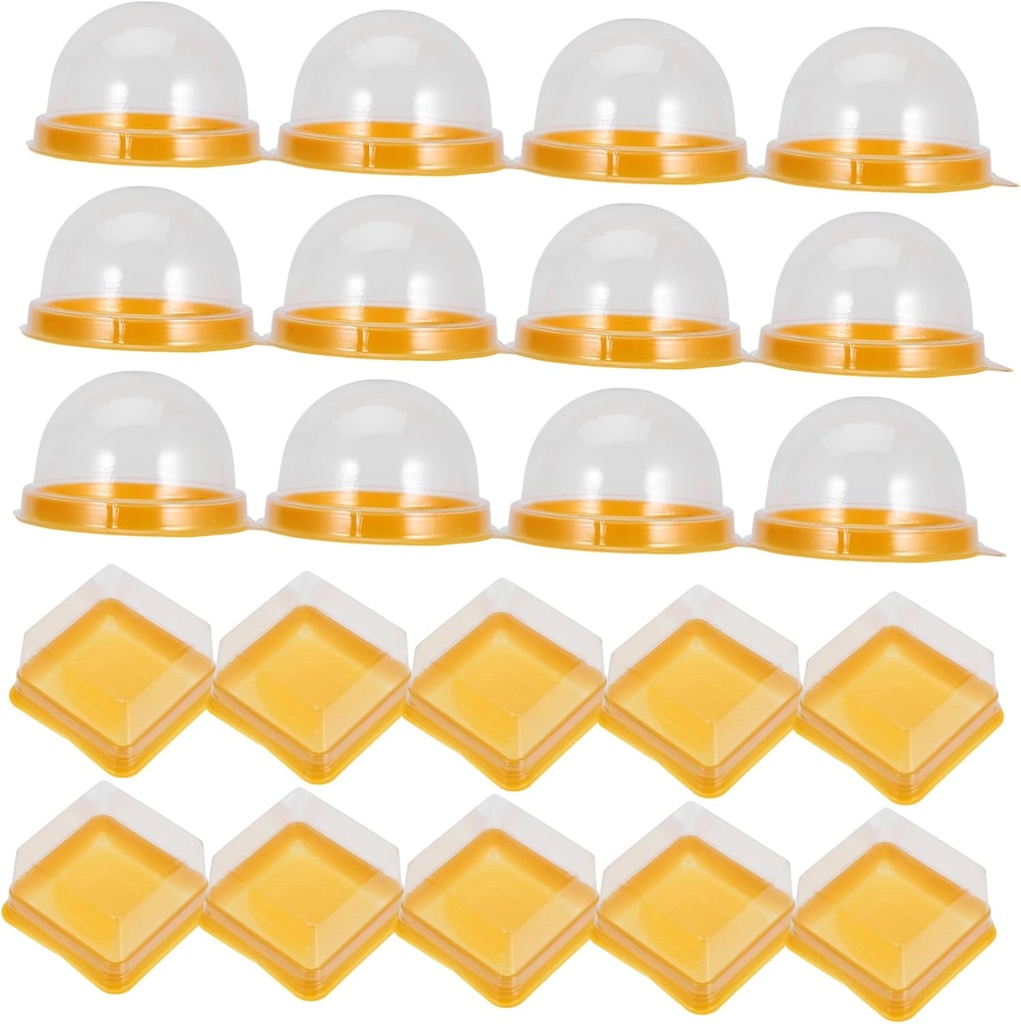 VOSAREA Mini Cake Containers with Lids - 100pcs Clear Moon Cake Packaging Boxes - for Cupcakes Muffins and Treats Ideal for Weddings and Birthdays