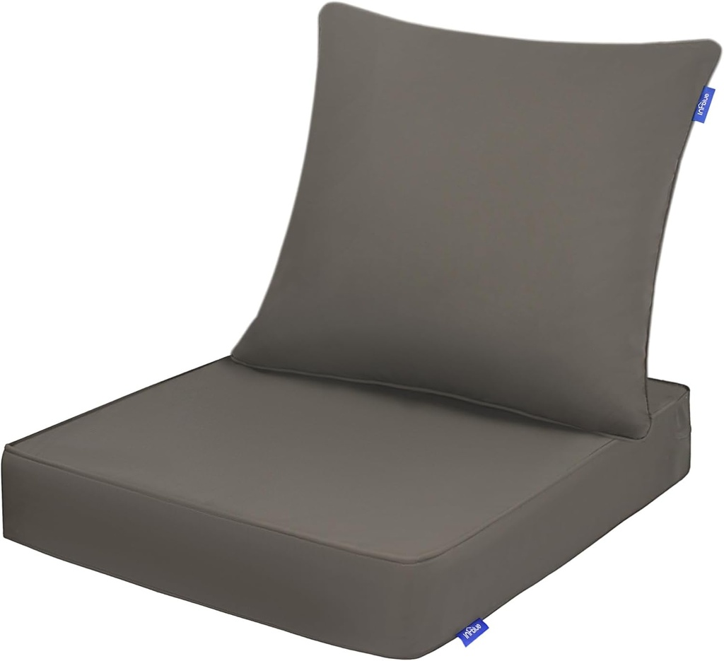 Deep Seat Cushions, Outdoor Cushions, Patio Furniture Cushions, Deep Seat & Back Cushion Patio Cushions with Rmoveable Cover for Backyard Couch Sofa Fade Resistant (24x24x4 in, Dark Brown)