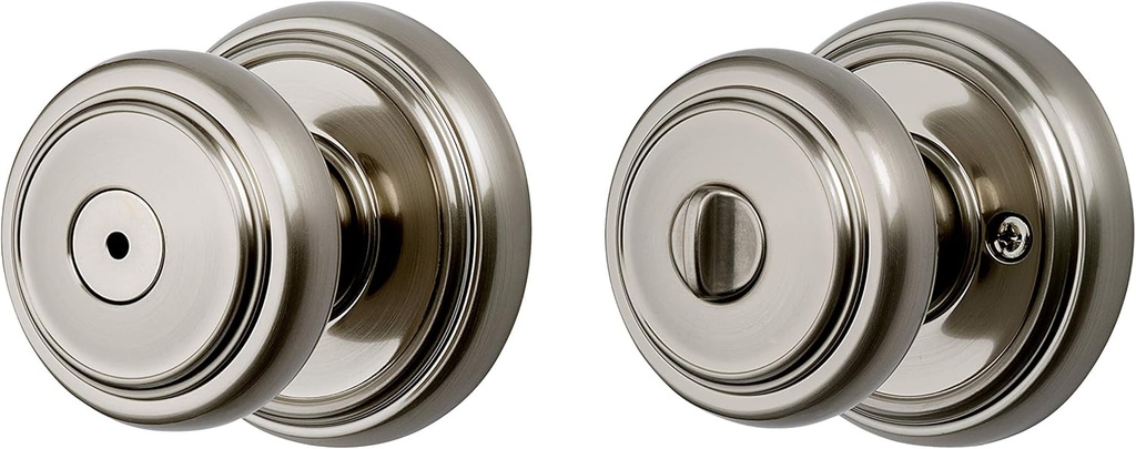 Baldwin Alcott, Interior Privacy Door Knob Handle for Bedroom/Bathroom, Keyless Door Lock With Microban Protection, in Satin Nickel