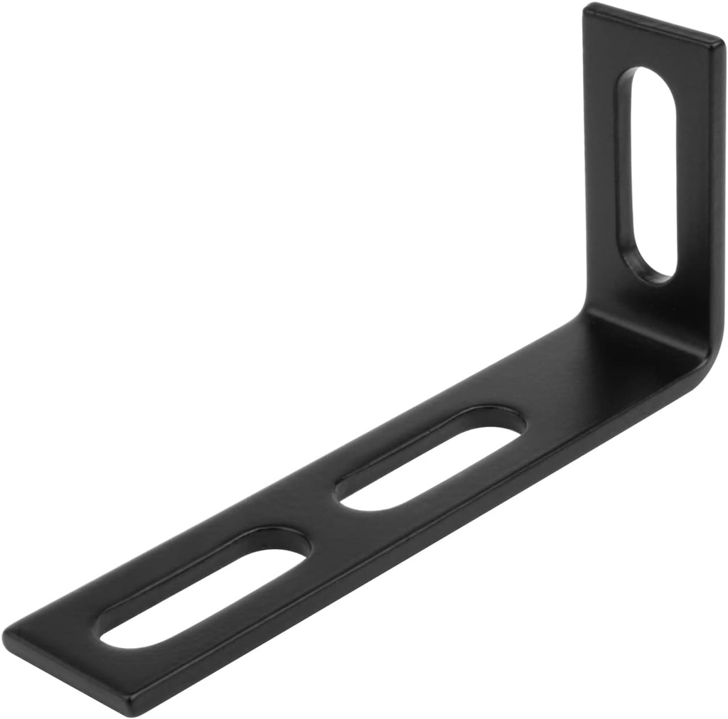 10 Pack 4-1/4" x 2" Black Slightly Adjustable L Bracket with 3 Slot, Right Angle Corner Brace, Steel