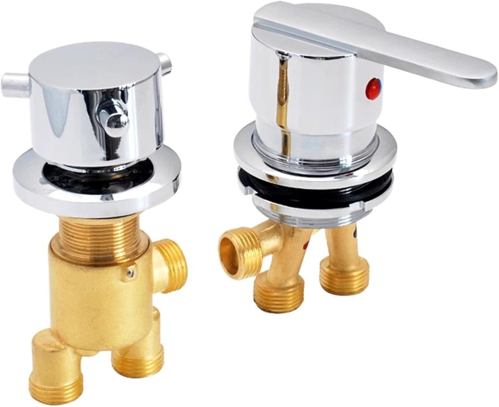 Tub Faucet Mixing Valve, Brass 2-Way Splitter Valve, Ceramic Cartridge, G1/2" Interface, Tub Filler On/Off Valve Deck Mount, for Bathroom Bathtub