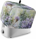 Purple Lavender Small Toaster Cover 2 Slice, Kitchen Appliance Covers with Pocket & Loop, Floral Pastoral Country Bike Farmhouse Bread Machine Covers Dust & Fingerprint Protection