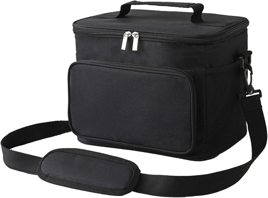 M-YOUNG Adult Large Lunch Box Insulated Lunch Soft Cooler Bag for Men Women Reusable Leakproof Lunch Bag with Adjustable Shoulder Strap (Black)