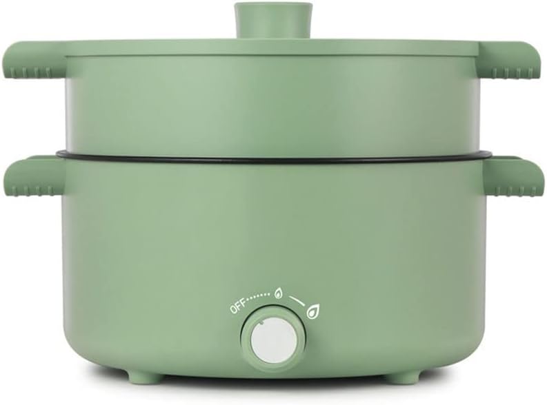 Multifunctional Electric Hot Pot Upgraded Frying Pan with Non Stick Coating, Temperature Control, Tempered Glass Lid for 2-8 Person Family (Green)