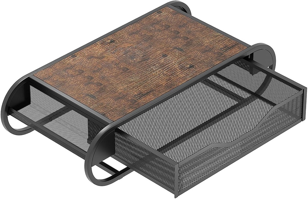 Coffee Pod Holder For Counter, K Cup Organization Storage Drawer Holder Sliding Tray Pull out Coffee Pod, Storage Organizer with Wooden Countertop and Metal Drawer