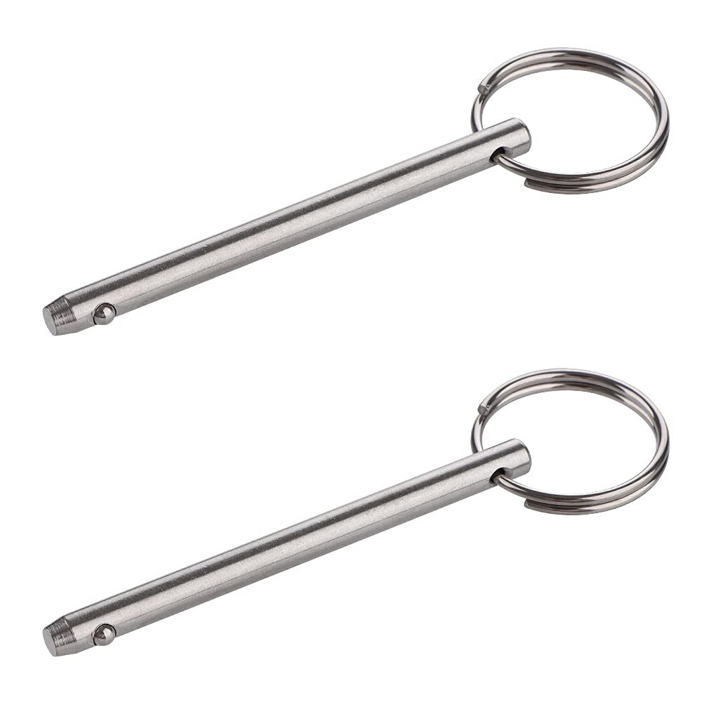 2 Pack Quick Release Pin, Diameter 3/16"(4.8mm), Overall Length 2-1/2"(65mm), Usable Length 2"(51mm), Full 316 Stainless Steel, Bimini Top Pin, Marine Hardware