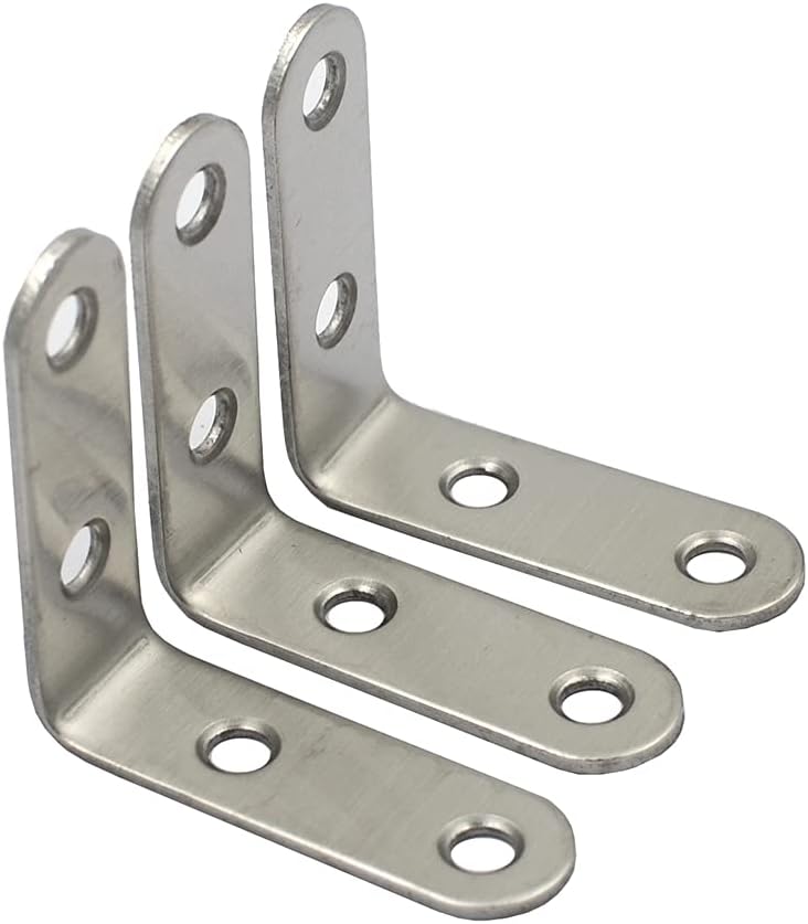 DGOL 12 pcs 2 x 2 x 0.62 inch Stainless Steel Corner Bracket, L Shaped Joint Right Angle Braces with 48 pcs Screws