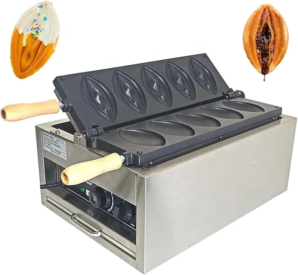 5 PCS Electric Waffle Iron with Plates, Non Stick Coating Fast Heating Abalone Shape Waffle Machine, Stainless Steel Non Stick Pot Waffle, Party Fun Snacks