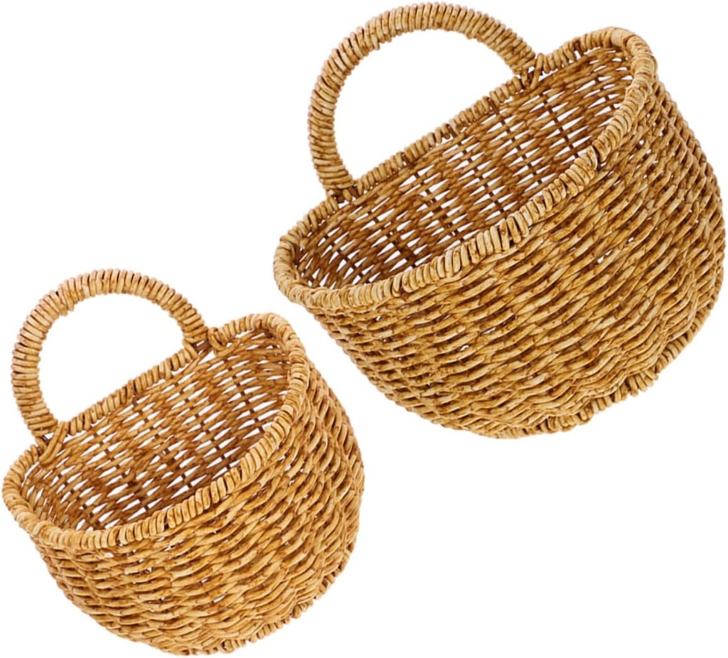 Handwoven Hanging Basket Organizer Tray for Flowers Fruits Vegetables Rustic Wall Storage Basket Kitchen Decor