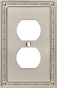 Franklin Brass Classic Beaded (1-Pack) Outlet Covers Brushed Nickel 1-Gang Wall Plate Single Duplex Switch Plates Electrical Guard W35059-SN-C