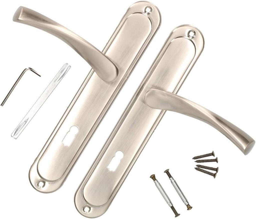 KOTARBAU Door Handle 72 mm BB Satin Door Handle Door Handle Set Long Plate Door Handle Set Inner Door Outside Door Handle Door Fitting