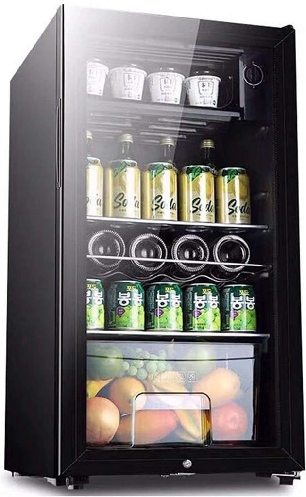 26-inchWine Cabinet, Four-Layer Independent Wine Cellar, Adjustable TemperatureWine Cabinet, Party Ice Bar Cooler, Tempered Transparent Glass Door, 44.5*45*67.8cm, Black