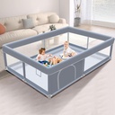65 x 50 Inch Baby Playpen, Playpen for Babies and Toddlers, Baby Play Pen Playard for Indoor & Outdoor Active Center Game Fence, with Skin-Friendly Fabric and Soft Breathable Mesh, Grey