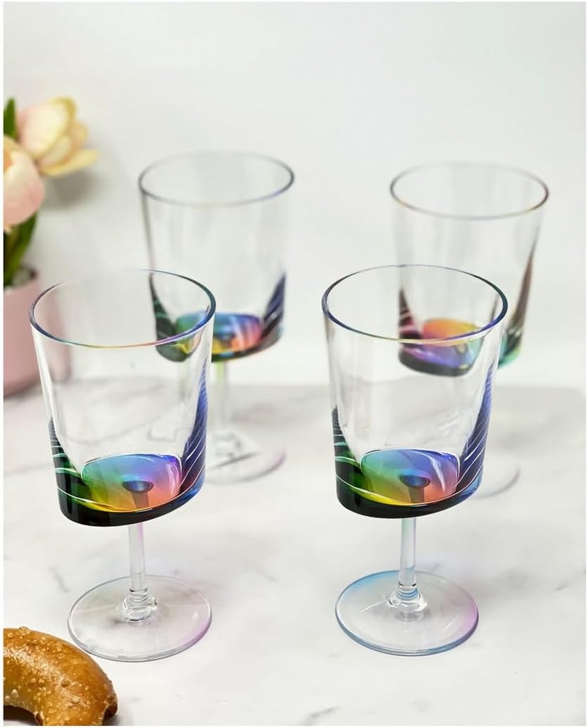 Set of 4 Unbreakable Acrylic Wine Glasses, 12oz Capacity, Elegant Stemmed Design, Break Resistant, Clear
