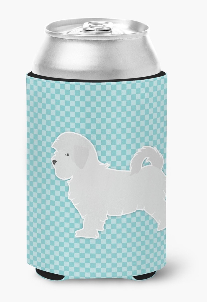 Caroline's Treasures BB3736CC Maltese Checkerboard Blue Can or Bottle Hugger Cooler Washable Drink Sleeve Collapsible Beverage Insulated Holder, Can Hugger, Multicolor