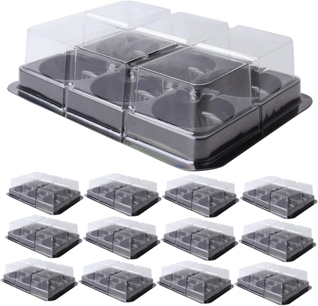 50pcs Mini Cake Boxes with Transparent Dome Lids Small Pastry Packing Containers for Moon Cakes Cupcakes and Desserts Reusable Pet Material for Gifting and Storage