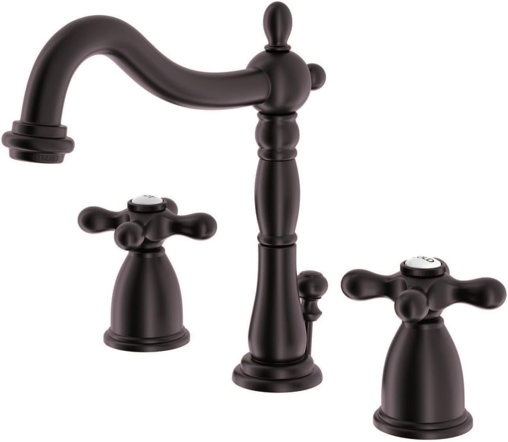 Kingston Brass KB1975AX Heritage Widespread Lavatory Faucet with Metal Cross Handle, Oil Rubbed Bronze,8-Inch Adjustable Center , Oil-Rubbed Bronze