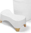 Toilet Stool Squat Adult,Gligam Poop Stool for Bathroom,Bearing 550 lbs Weight,Toilet Step Stool, Potty Stool for Adults and Kids,Non-Slip Simple Design,7" Tall (White/Bamboo Color)