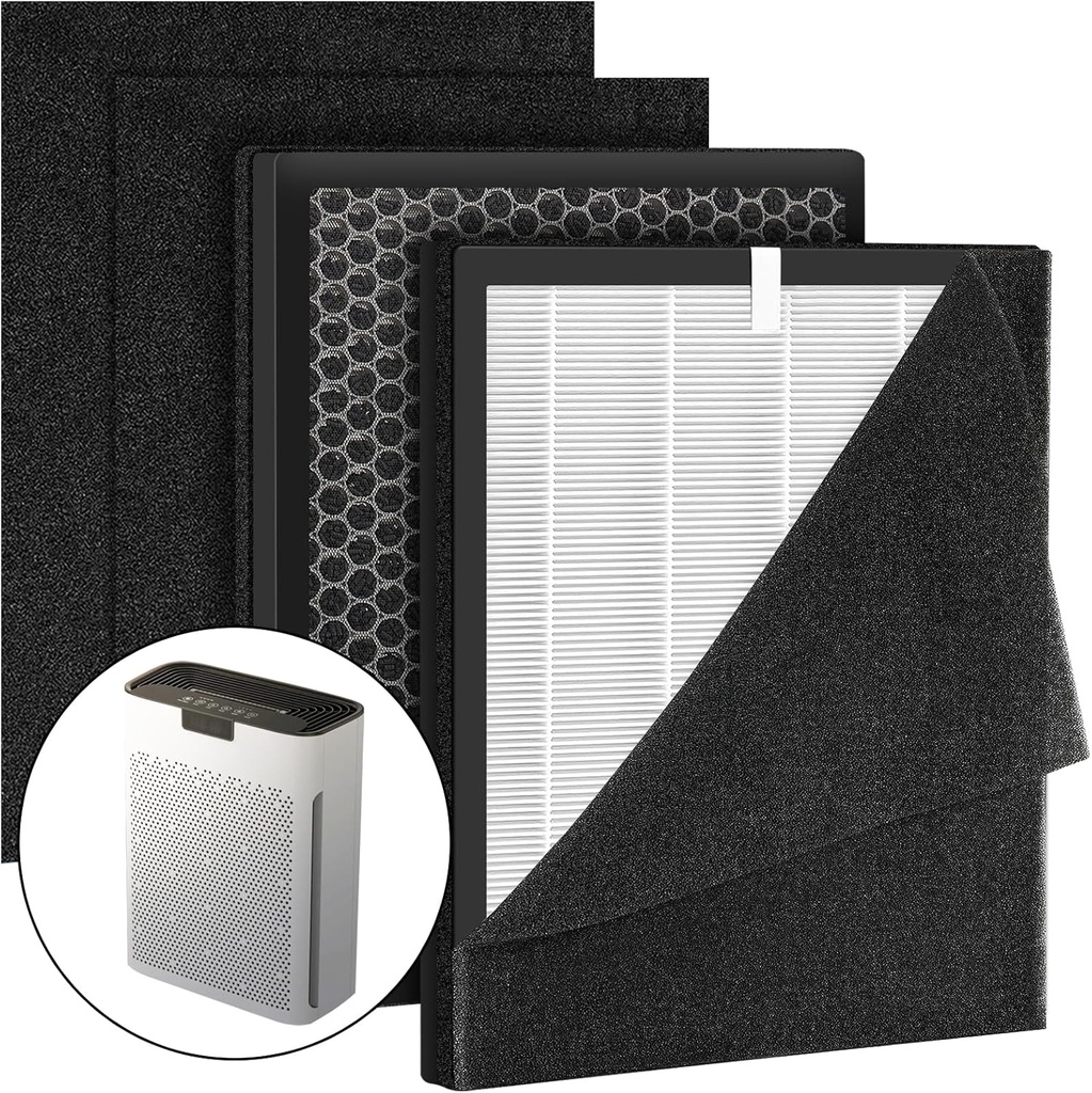 2 Pack KJ190L Replacement Filter,Compatible with MOOKA KJ190L Pet Air Purifier,Suitable for Large Room with 2000 Ft², 2 Replacement Filter & 4 Washable Pre-Filters for Pet-raising family