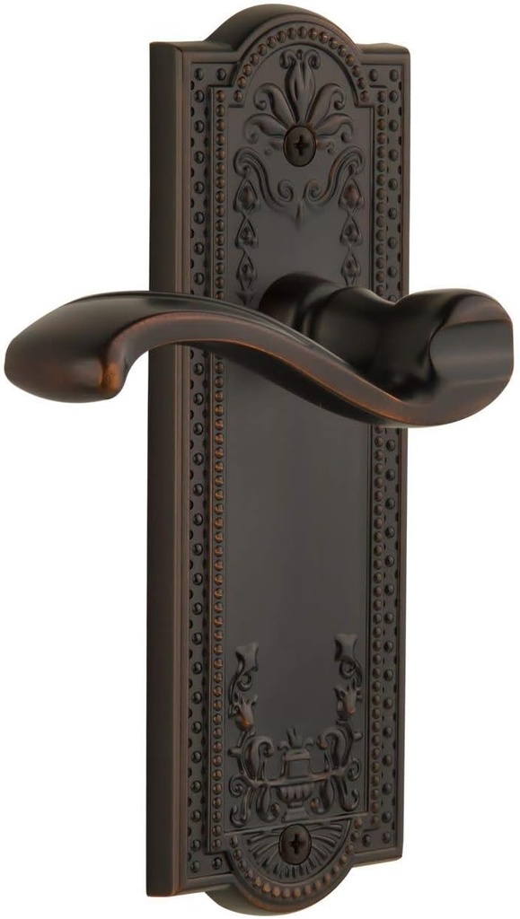 Grandeur PARPRT_PRV_234 Parthenon Solid Brass Rose Right Handed Privacy Door Lever Set with Portofino Door Lever Set and 2-3/4" Backset - Timeless Bronze