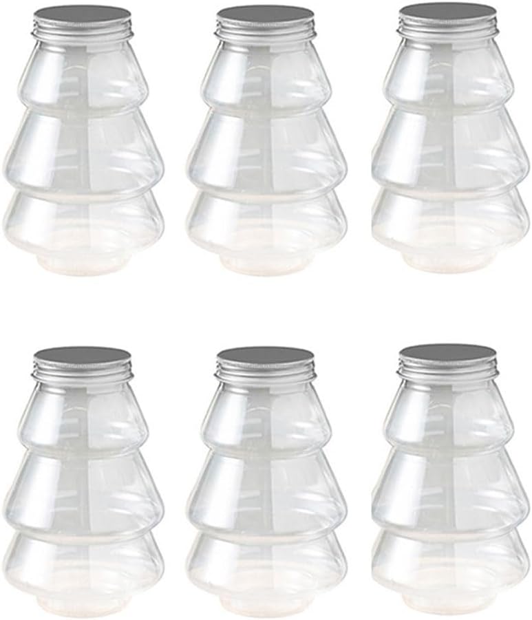 esowemsn 6PCS Clear Plastic Candy Boxes Christmas Tree Shaped Sweet Jar Christmas Favor Boxes Chocolate Treat Party Favor Jar Container Holders for Christmas Party Decorations