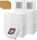 QTLCOHD 100 Pack Bakery Boxes 6 x 6 x 3 Inches Cookie Boxes with Window White Pastry Boxes Bulk Treat Boxes for Dessert, Cupcakes, Pastries, Cookies, Strawberries Chocolate