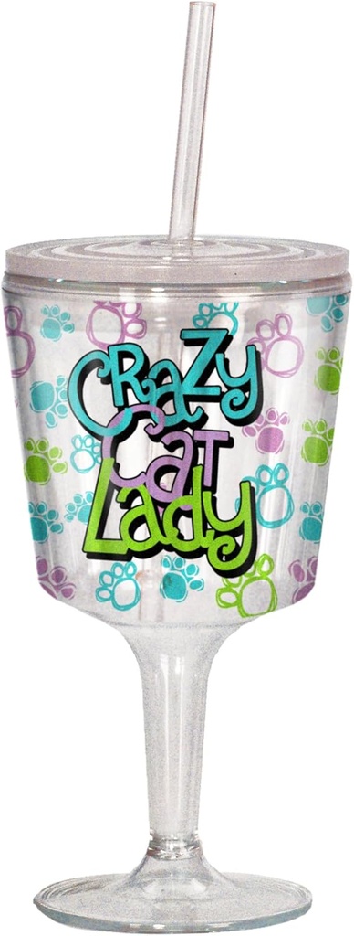 Spoontiques Crazy Cat Lady Goblet, Multi Colored