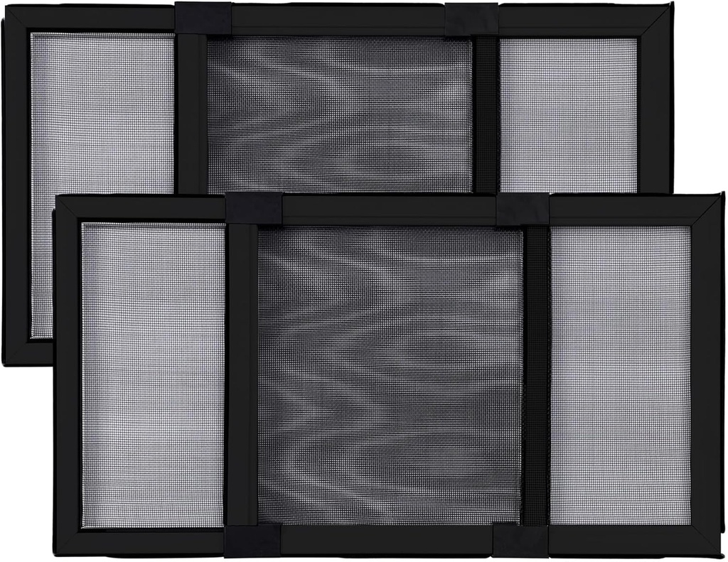Adjustable Window Screens Expandable 2 Ways Expandable Window Screen 10"Height*14"-24"Width with Black Frame for House Windows 2 Pack of Small Screens