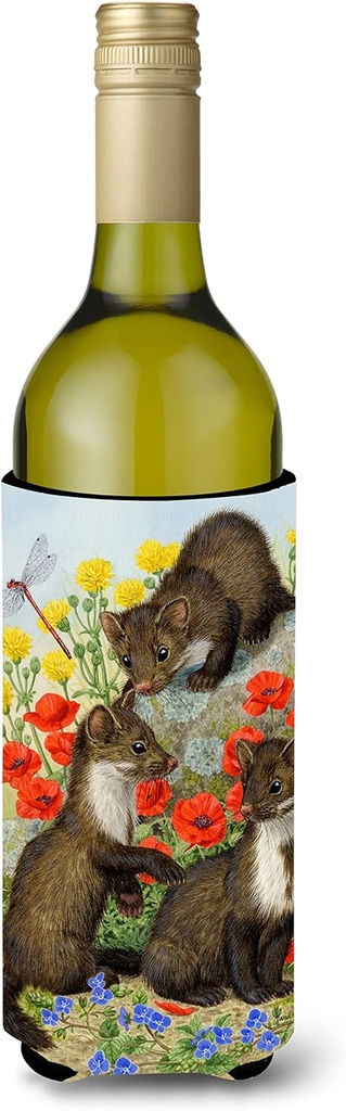 Caroline's Treasures ASA2122LITERK Stone Martins Beech Marten Wine Bottle Hugger Bottle Cooler Sleeve Hugger Machine Washable Collapsible Insulator Beverage Insulated Holder