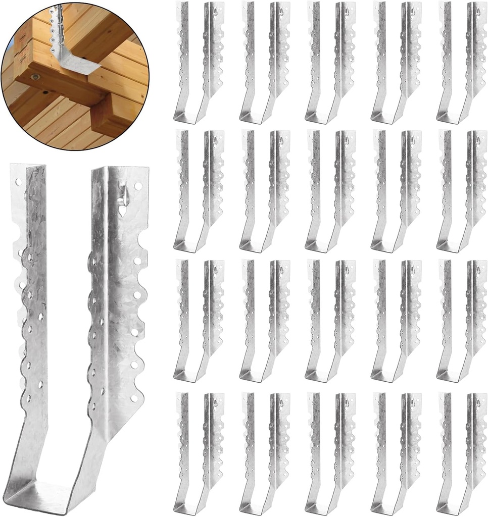 20PCS 2x10 Joist Hanger, 18 Gauge Galvanizing Face Mount Joist Hangers, Hurricane Ties for Rafters Tie Brackets Great for Floor Deck, Ceiling Joists, Wood, Roofs
