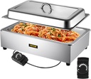VEVOR Commercial Food Warmer, Full-Size 1 Pot Steam Table with Lid, 9.5 Quart Electric food Warmers, Grade Stainless Steel Bain Marie Buffet Equipment, Fits 21 x 13.2 Pan, 400W, for Restaurant, Sliver