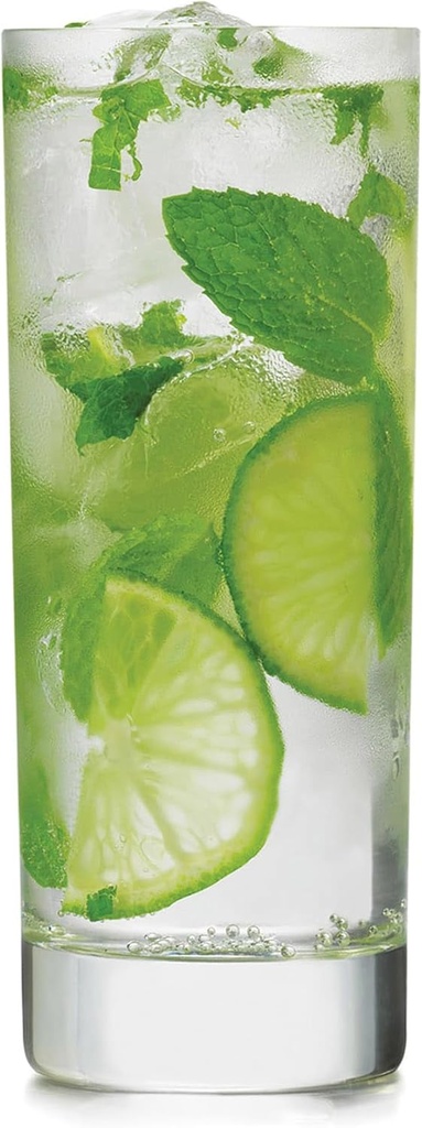 Libbey 9038 Modernist Beverage Glasses Set of 12, Classic, Straight Sided Glassware Drinking Glasses, Tall Glass Cups for Cocktail Parties, Banquets