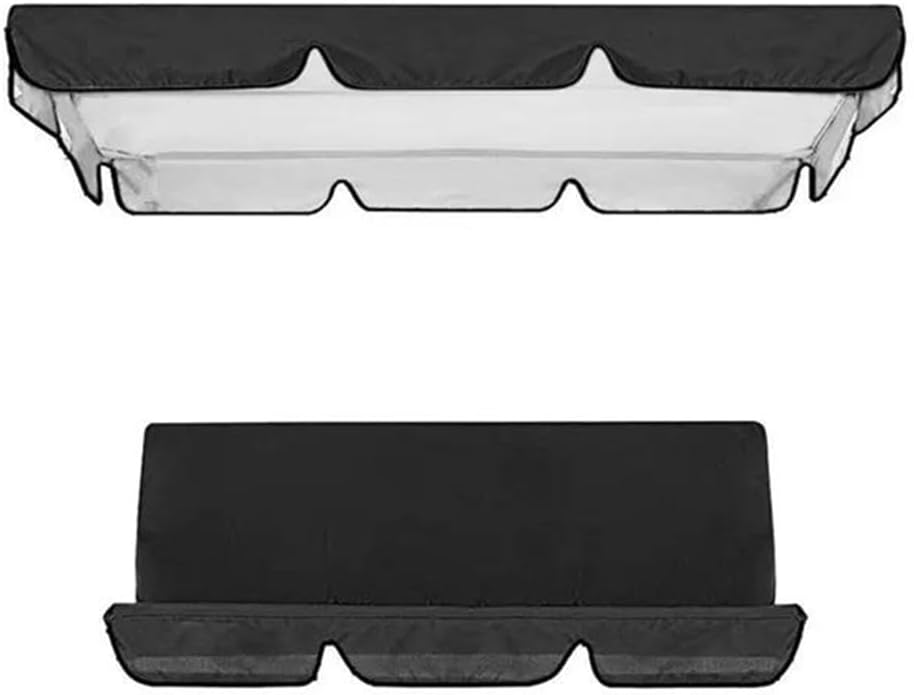 Garden Swing Canopy Replacement Set 3 Seats Covers Waterproof Sunproof Oxford Cloth Swing Top Cover Chair Cover for Outdoor Patio Furniture for Protection (Black 164x114x15cm)