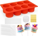 Silicone Cake Pop Molds with 100 Sticks & Parcel Bags, 8 Cavity Reusable Cakesicle Molds for Baking, Lollipops, Ice Cream, DIY Desserts, Cake Pop Maker Kit Easy Release & Dishwasher Safe
