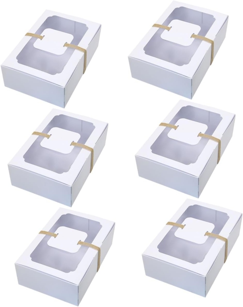 OUNONA 1set Windowed Cake Packing Boxes Cupcake Wrapping Boxes with Cards and Rope for Birthday Party Christmas and Special Occasions