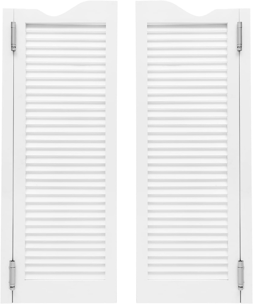 Double Swinging Door, Wood Countryside Cafe Door Swing Saloon Doors with Metal Hinges, Wall-Mounted Swing Doors for Kitchen Stairs Bedroom Entrance Bar (42 * 32 * 1.34in, White)