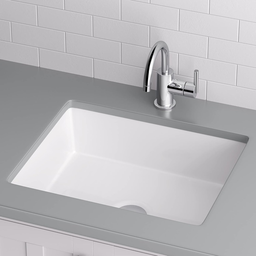 Miseno MNO1713RU 20" X 16" Rectangular Undermount Bathroom Sink with Rear Overflow - Bright White