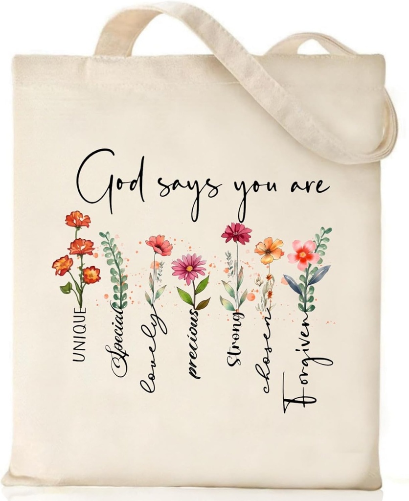 Canvas Christian Tote Bags Bible Faith Friend Birthday Gifts Graphic Totes Sunday Church Bag