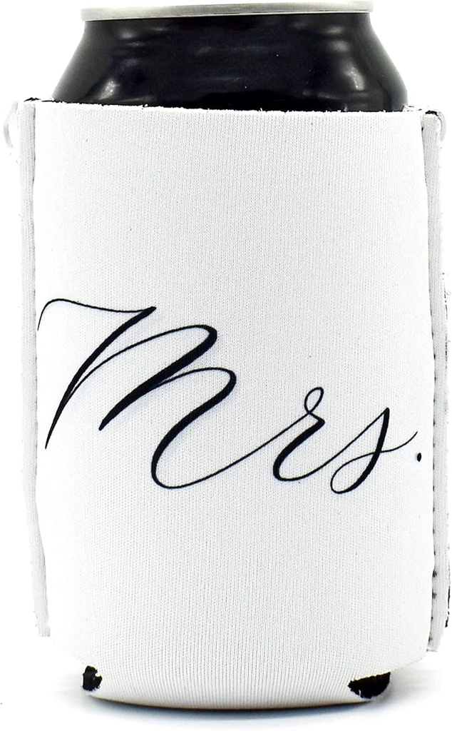 ZipSip NONMAGNET - Adjustable All-In-One Coozie with Zippers for Cans, Bottles, Slim Cans, Pint Glasses, Party Cups, Coffee – Can Cooler - Insolated Neoprene Sleeve - Mrs Wedding, Medium