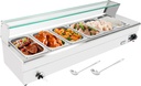 110V 6 Pan Commercial Food Warmer,1200W Electric Stainelss Steel Food Steam Table,Professional Buffet Bain Equipment with Tempered Glass Shield for Catering Restaurants