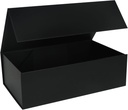 Black Gift Box with Magnetic Lids 13.8x8.3x4.4 in, Large Bridesmaid Groomsman Proposal Boxes 1 Pack, Collapsible Rectangle Storage Box