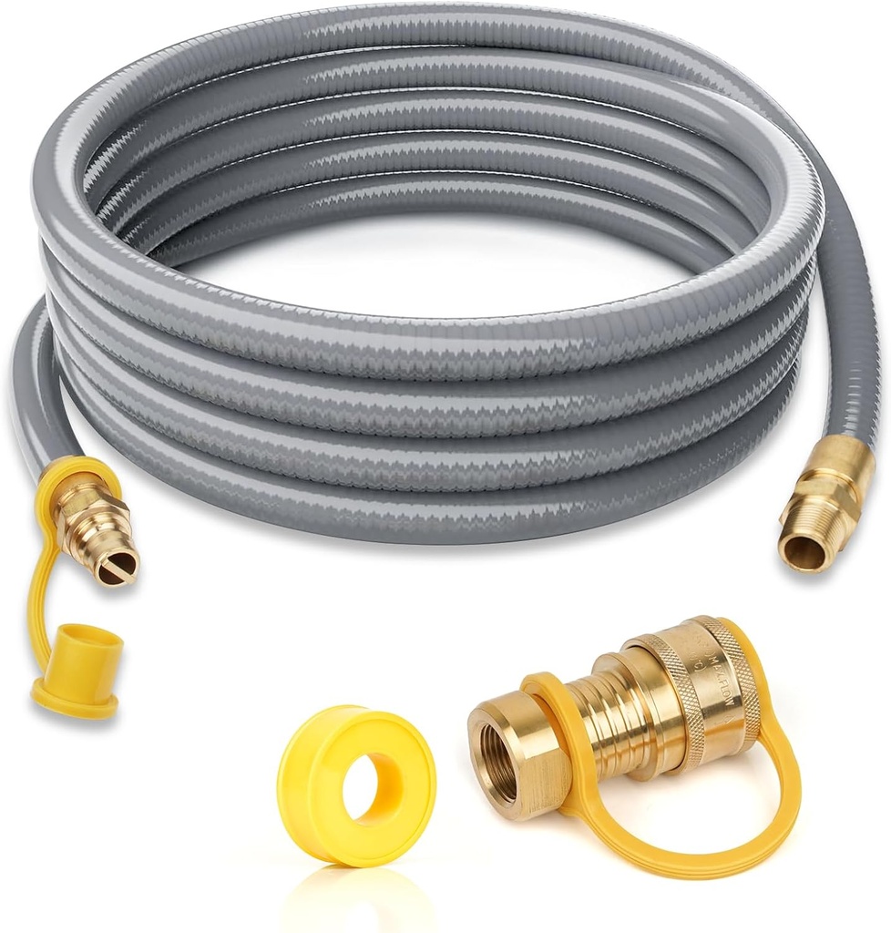 3/4" ID Natural Gas Hose,Quick Connect Fittings for NG/LP Propane Appliances, Grill,Patio Heaters,Generators, Indoors & Outdoors (36FT)