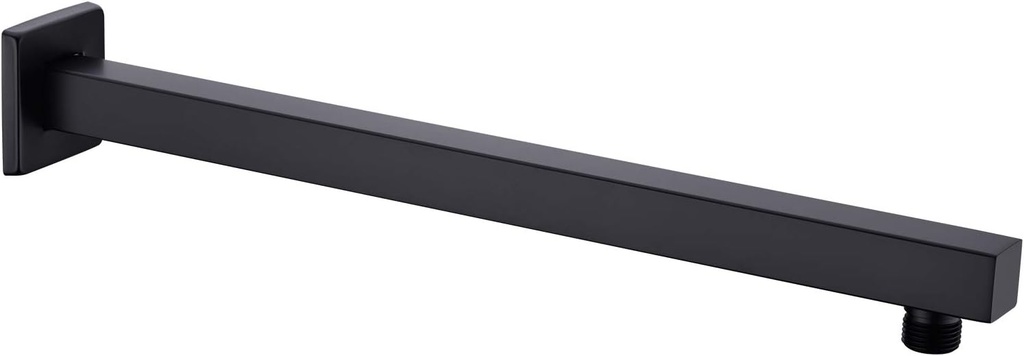 Matte Black Shower Arm with Flange 16 Inch Wall Mounted Extension Arm for Bathroom Rainfall Shower Head, Stainless Steel, Square Shaped