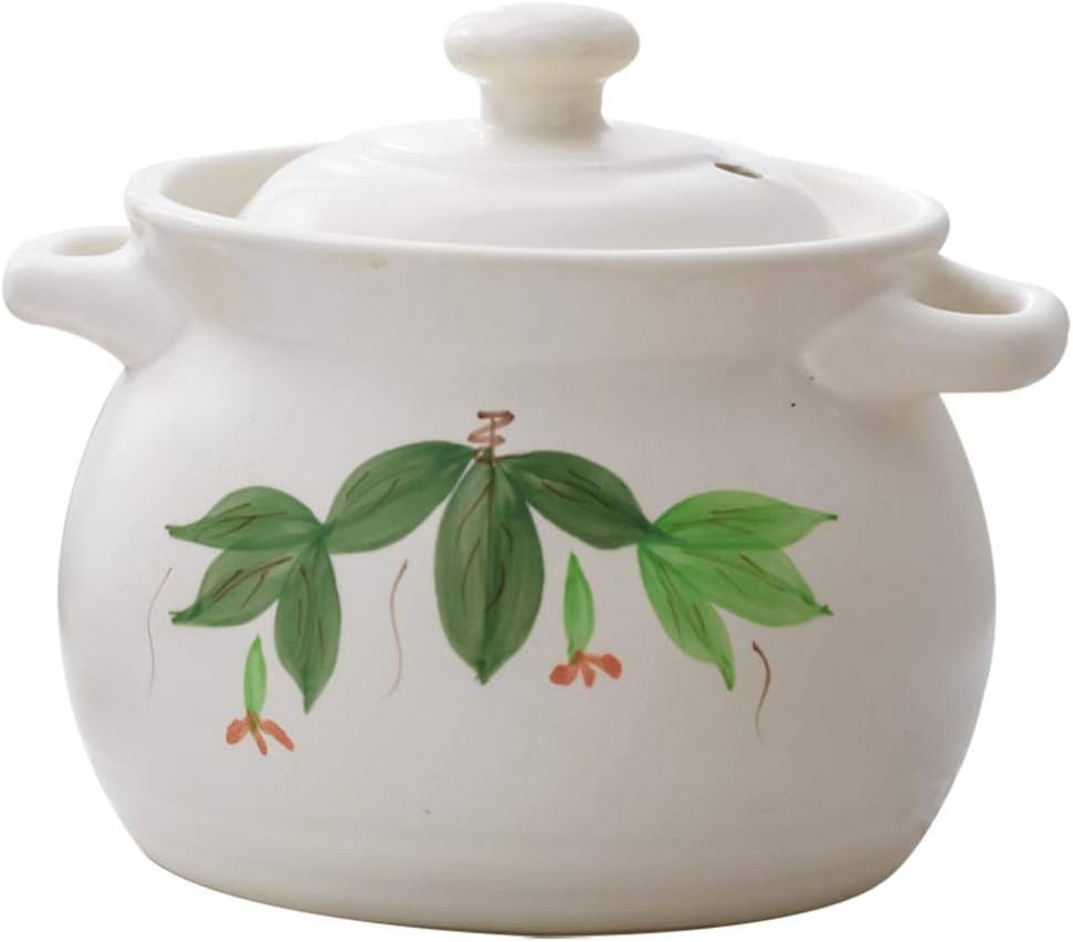 Terracotta Casserole Pot Ceramic Casserole Clay Pot Clay Cooking Pot Casserole Household Ceramic Heat-Resistant Crock Pot Stew Pot Soup Pot-1.0L