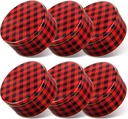 6 Pcs 7'' Christmas Cookie Tins with Lids Metal Christmas Tins Round Metal Cookie Tin Container Holiday Storage Box for Baking Chocolate Snack Storage Gift Giving (Red Black)