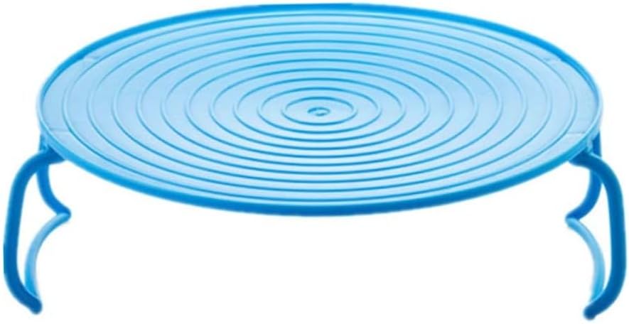 Microwave Tray Rack Folding Microwave Plate Stackers Plastic Microwave Tray Stand Round Microwave Grill Rack Stand Microwave Accessories Blue