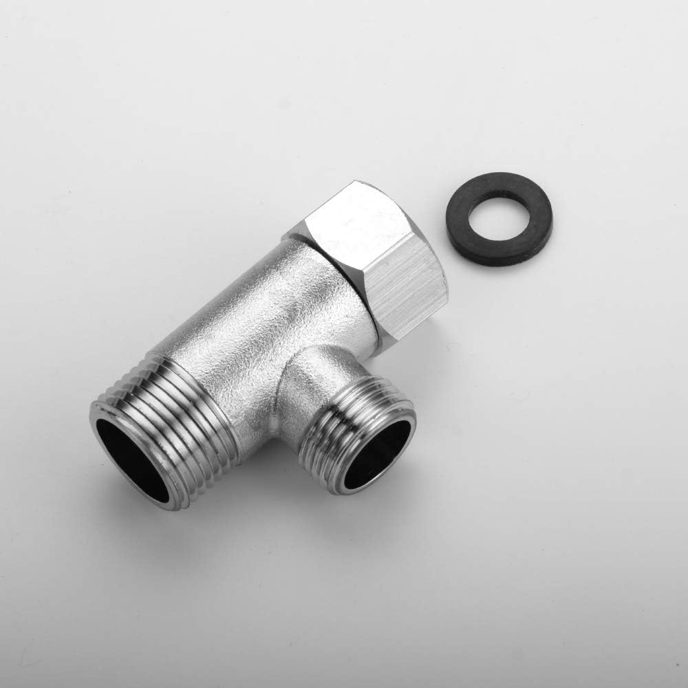 Bidet Connector,SOLID Brass T-adapter, 3-way Tee Connector for Handheld Bidet 7/8" and G 1/2 Polished,T Valve