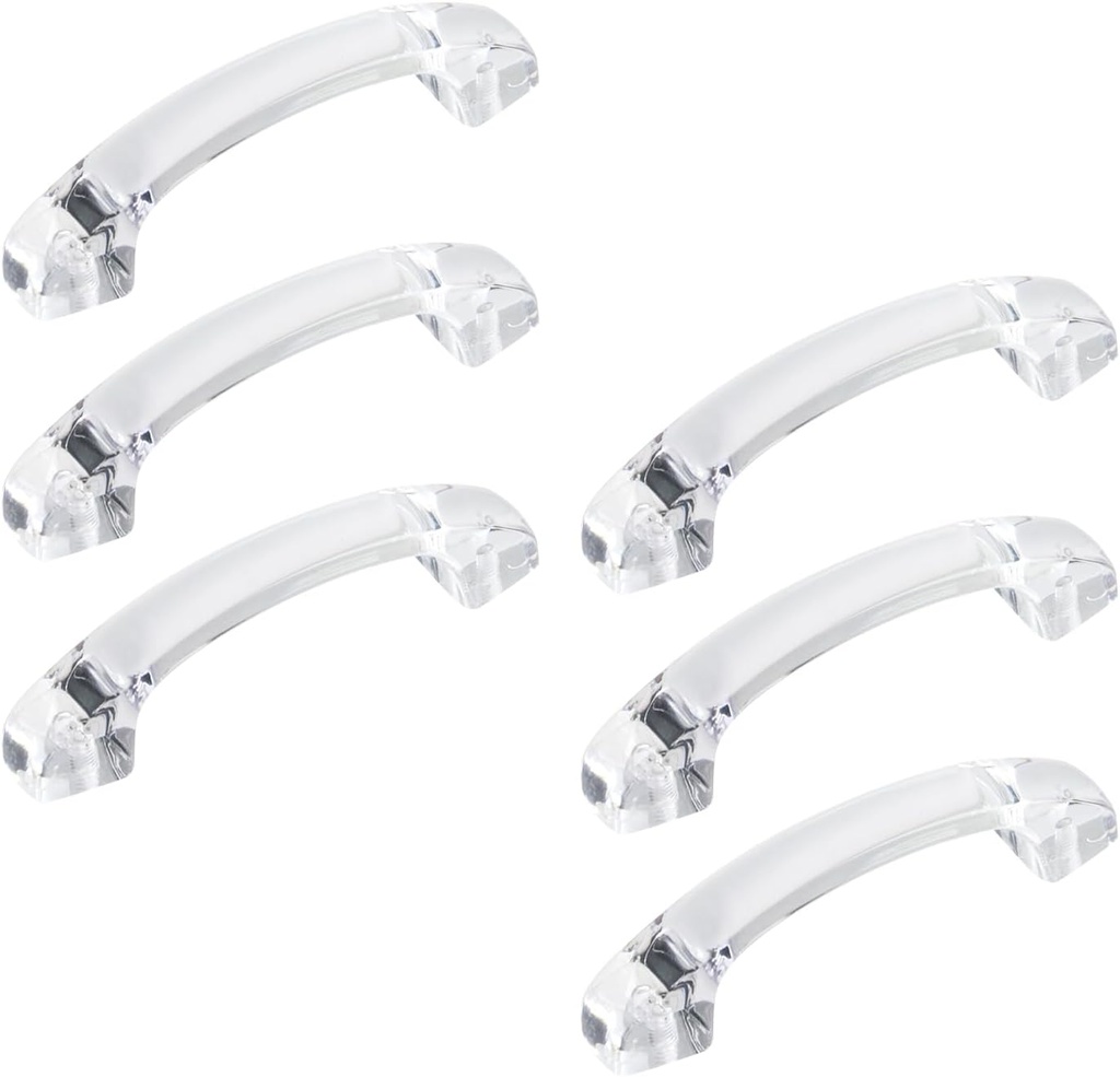 Geesatis Set of 6 Clear Acrylic Cabinet Handle Pull Hardware Furniture Connection Arch Handle Pull, Length 3.3", with Mounting Screws