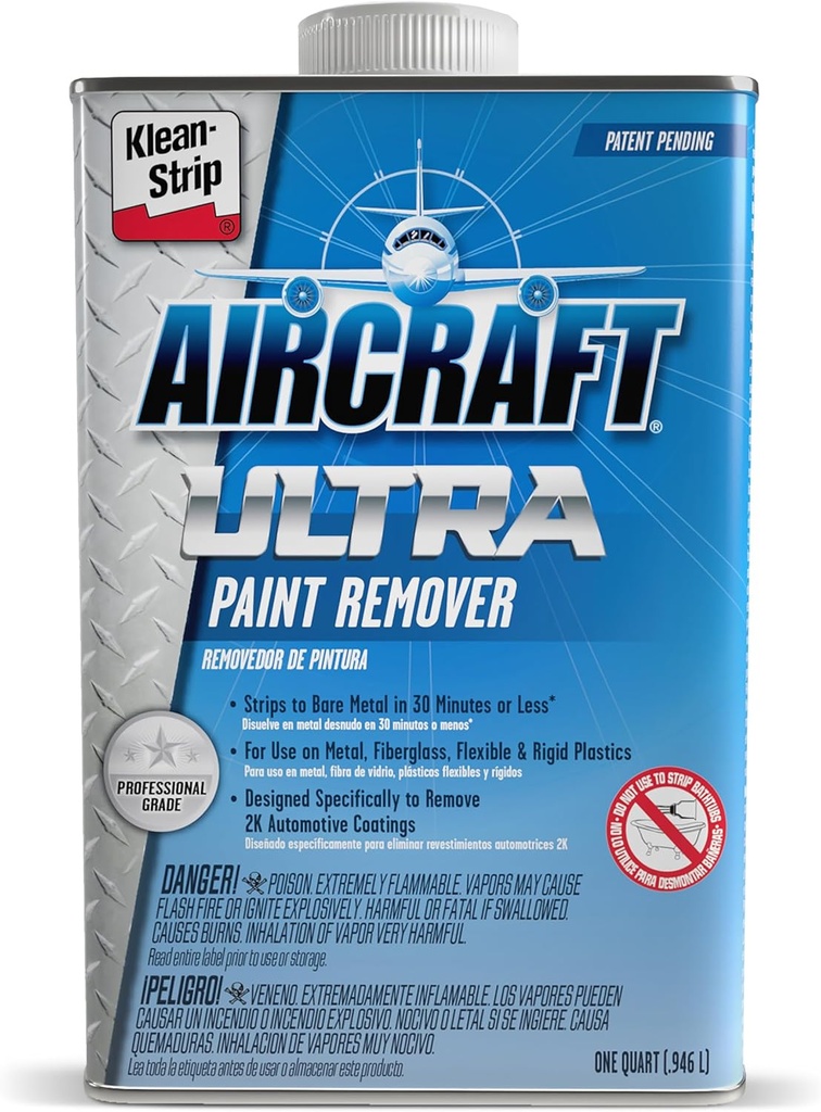 KLEAN-STRIP Aircraft Ultra Paint Remover - Powerful Formula Strips Automotive & Metal Coatings, Visible Lifting, Fast-Acting - 1 Quart